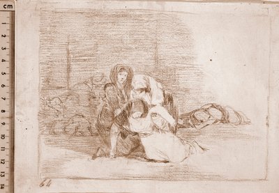 Krigets katastrofer: De kommer inte fram i tid (förberedande ritning av Francisco de Goya