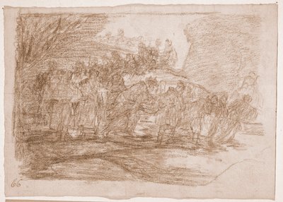 Krigets katastrofer: De vet inte vägen (förberedande ritning av Francisco de Goya