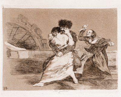 The Disasters of War: De vill inte (etsning från en förberedande ritning av Francisco de Goya