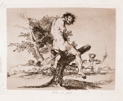 Krigets katastrofer: Det här är värre (gravyr från den förberedande ritningen av Francisco de Goya