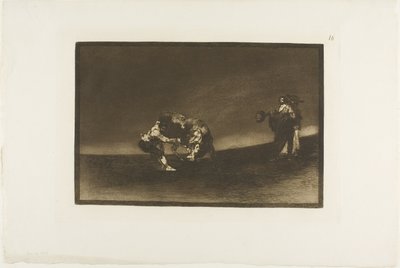 Samme man kastar en tjur i ringen i Madrid, skylt 16 från The Art of Bullfighting av Francisco Jose de Goya y Lucientes