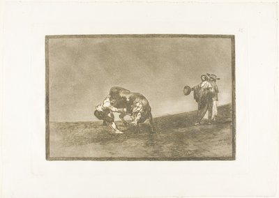 Samme man kastar en tjur i ringen i Madrid, skylt 16 från The Art of Bullfighting av Francisco Jose de Goya y Lucientes