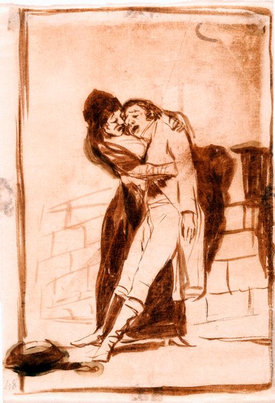 "The whims" (Los caprichos): Kärlek och död. Förberedande ritning 1797-1798 (ritning) av Francisco de Goya
