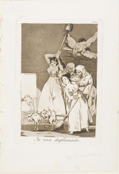 There They Go Plocked (dvs fleeced), tallrik 20 från Los Caprichos av Francisco Jose de Goya y Lucientes