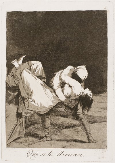 They Carried Her Off!, skylt åtta från Los Caprichos, 1797-99 av Francisco de Goya
