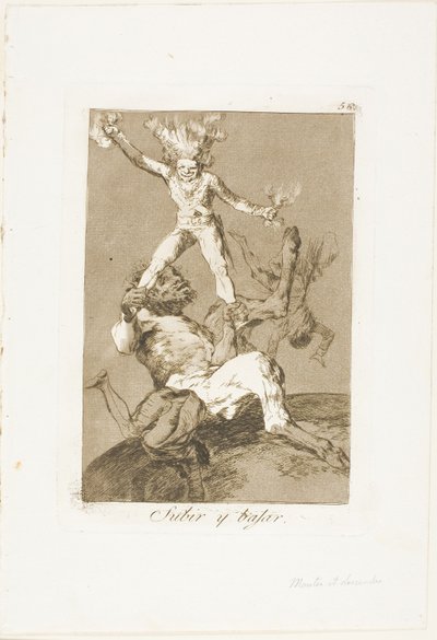 Att stiga och falla, tallrik 56 från Los Caprichos av Francisco Jose de Goya y Lucientes