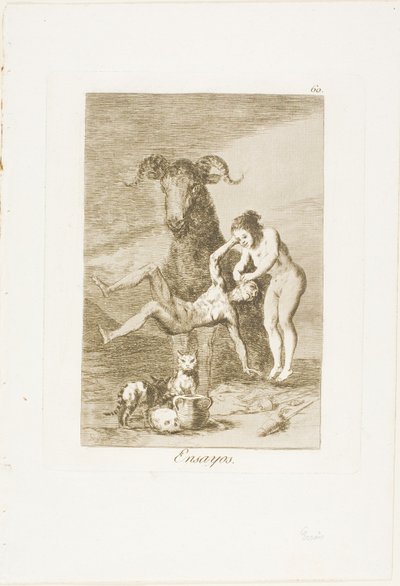 Försök, tallrik 60 från Los Caprichos av Francisco Jose de Goya y Lucientes