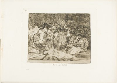 Sanningen har dött, skylt 79 från The Disasters of War av Francisco Jose de Goya y Lucientes