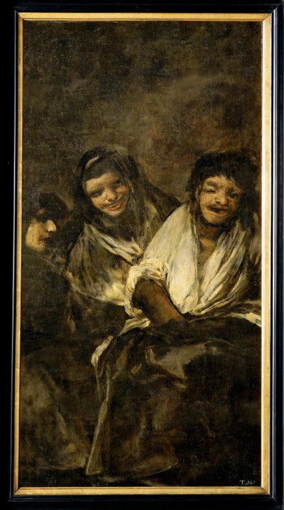 Två kvinnor och en man (målning på duk) av Francisco Jose de Goya y Lucientes