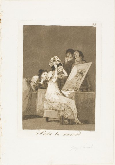 Till döden, skylt 55 från Los Caprichos av Francisco Jose de Goya y Lucientes
