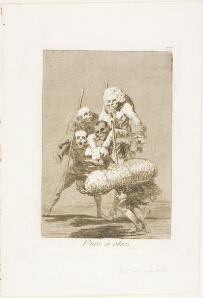 What One Dos to Another, skylt 77 från Los Caprichos av Francisco Jose de Goya y Lucientes