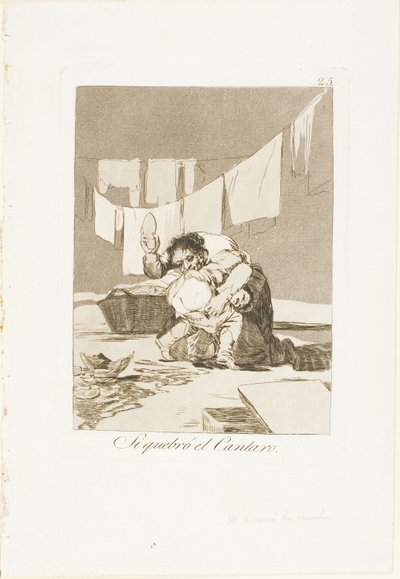 Ja, He Broke the Pot, tallrik 25 från Los Caprichos av Francisco Jose de Goya y Lucientes