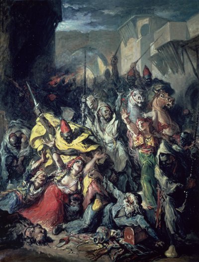Moors Fighting (olja på duk) av Francisco Lameyer