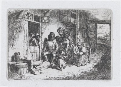 Plåt 10: två figurer som dansar, en annan sittande och spelar trumma, från serien av tullar ..., 1850. av Francisco Lameyer Berenguer