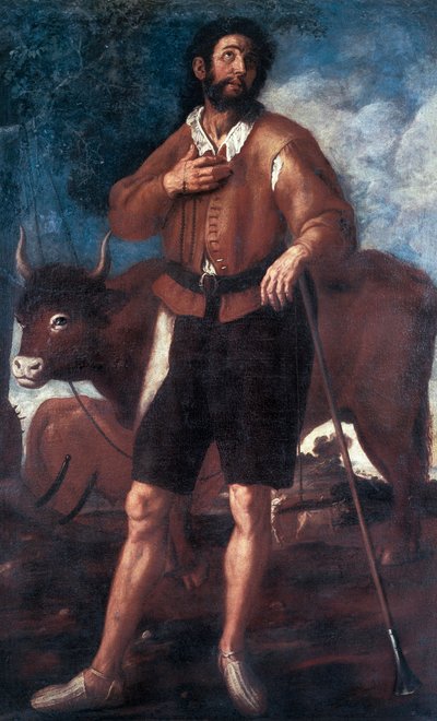 Representation av Saint Isidore the Ploughman (1080-1130), Han fick mirakulöst att få vatten att komma ur vattnet i torr jord. Målning av Francisco Ribalta (1565-1628) Valencia. Museo de Bellas Artes San Pio V, Spanien av Francisco Ribalta