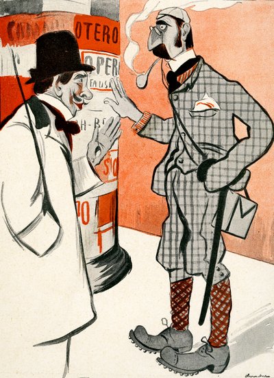 En fransman berättar för en engelsman hur han ska klä sig för operan, 1903 . av Francisco Sancha y Lengo