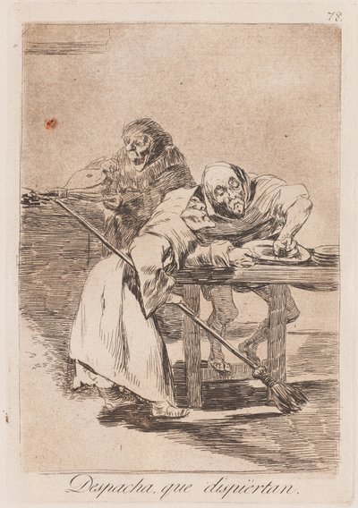 Be Quick, They Waken, sent 18:e-tidigt 19:e århundrade (tryck) av Francisco de Goya