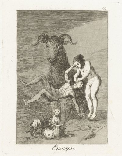 Beproevingen Ensayos (titel på objekt) Los Caprichos (serietitel) av Francisco de Goya