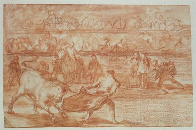 Tjurfäktning, 1815-16 (röd krita på papper) av Francisco de Goya