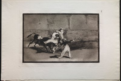 Tjurfäktningar: A Moor Cathed by a Bull in the Ring av Francisco de Goya