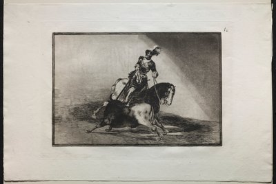Tjurfäktningar: Karl V spjuter en tjur, 1876. av Francisco de Goya
