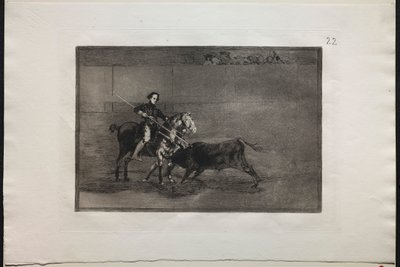 Tjurfäktningar: Manly Courage of the Celebrated Pajuelera in the Ring at Saragosa, 1876. av Francisco de Goya