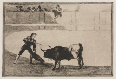 Tjurfäktningar: Pedro Romeo dödar den stoppade tjuren, 1876. av Francisco de Goya