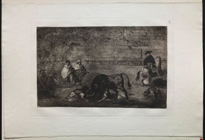 Tjurfäktningar: Hunden släpper loss på tjuren av Francisco de Goya