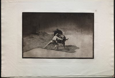 Tjurfäktningar: The Famous Martincho Places the Banderillas Playing the Bull with the Movement..., 1876. av Francisco de Goya