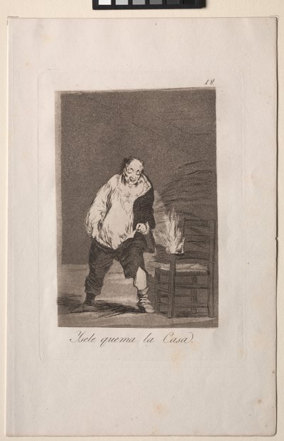 Caprichos: Och hans hus brinner. av Francisco de Goya