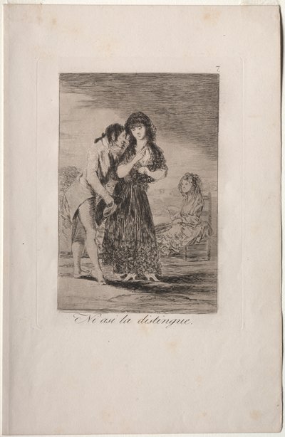 Caprichos: Även så kan han inte göra henne ut av Francisco de Goya