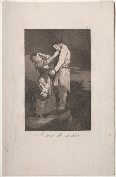 Caprichos: Ut på jakt efter tänder. av Francisco de Goya