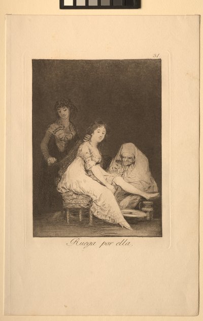 Caprichos: Hon ber för henne. av Francisco de Goya