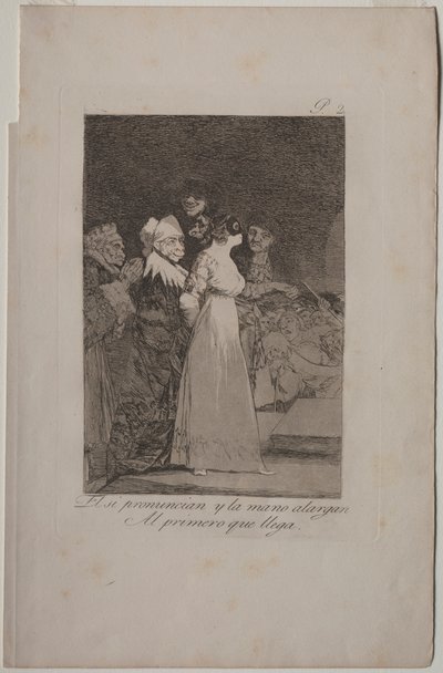 Caprichos: De säger ja och ger sin hand till den som kommer först.. av Francisco de Goya