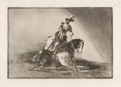 Carlos V. spjutar en tjur på Valladolids plaza (Charles V. spjuter en tjur i ringen vid Valladolid) av Francisco de Goya