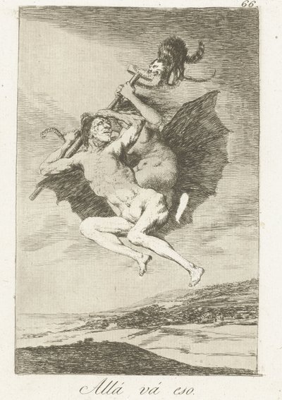 där går de Allá vá eso (titel på objekt) Los Caprichos (serietitel) av Francisco de Goya