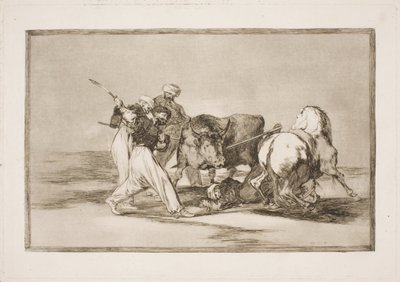 Morerna, som bosatte sig i Spanien och övergav vidskepelsen på Koranen, skaffade sig konsten att jaga och spetsa en tjur på slätten av Francisco de Goya