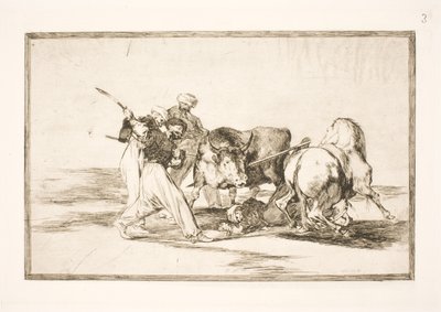 Morerna, som bosatte sig i Spanien och övergav vidskepelsen på Koranen, skaffade sig konsten att jaga och spetsa en tjur på slätten av Francisco de Goya