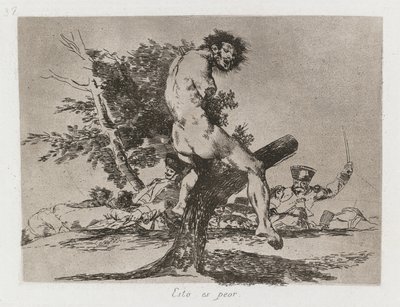 Krigets katastrofer: Pl. 37, Det här är värre , 1810-1813. av Francisco de Goya