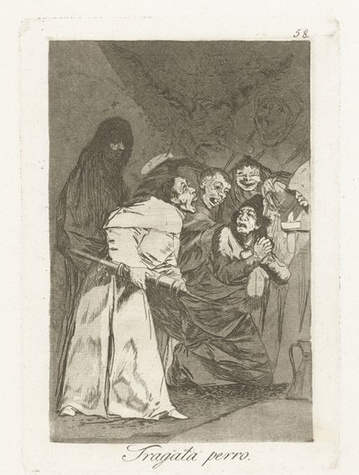 svälja, hund Tragala perro Los Caprichos (serietitel) av Francisco de Goya