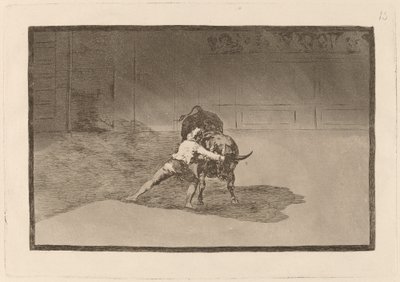 Den berömda Martincho sätter banderillas al quiebro (Den berömda Martincho Places the Banderillas Playing the Bull with the Movement of His Body) av Francisco de Goya