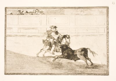 En spansk ryttare på arenan bryter små spjut utan hjälp av sekunder av Francisco de Goya