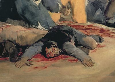 Avrättning av Madrids försvarare, 3 maj, 1808, 1814 olja på duk detalj av 507 av Francisco de Goya