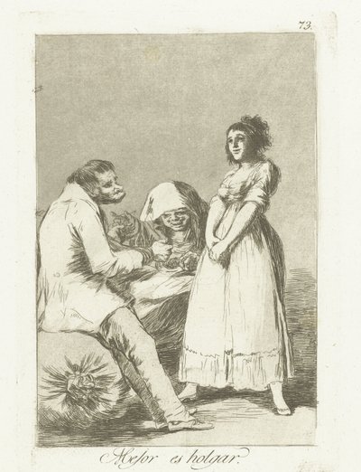 Det är bättre att vara lat Mejor es holgar (titel på objekt) Los Caprichos (serietitel) av Francisco de Goya