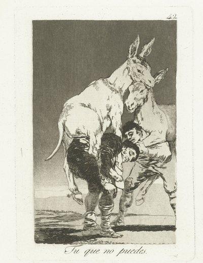 Du som inte kan längre Tu que no puedes (titel på objekt) Los Caprichos (serietitel) av Francisco de Goya