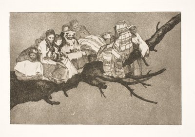 Löjlig dårskap (Gå mellan grenarna / pratar genom hatten) av Francisco de Goya