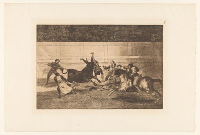 Man spetsad på ett tjurhorn Mort de Pepe Illo Tjurfäktning (serietitel) La Taureaumachie (serietitel) La Tauromaquia (serietitel) av Francisco de Goya