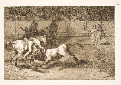 Maria Ceballas, även kallad indian, dödar tjuren från sin häst av Francisco de Goya