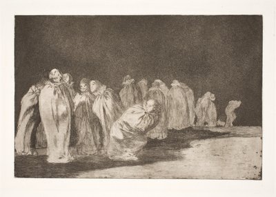 Männen i säckar (det gömmer sig något under säckväven / man kan inte döma en man efter hans kläder) av Francisco de Goya