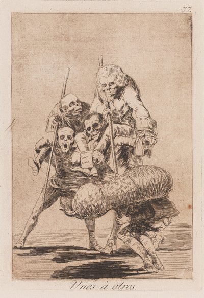 Mock tjurfäktning, sent 1700-tidigt 1800-tal (tryck) av Francisco de Goya